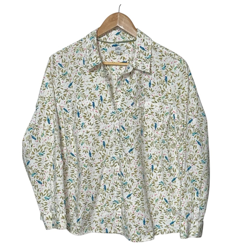 CROFT & BARROW Essential Comfort Stretch Shirt Birds Print Multicolor PXXL - Picture 2 of 7